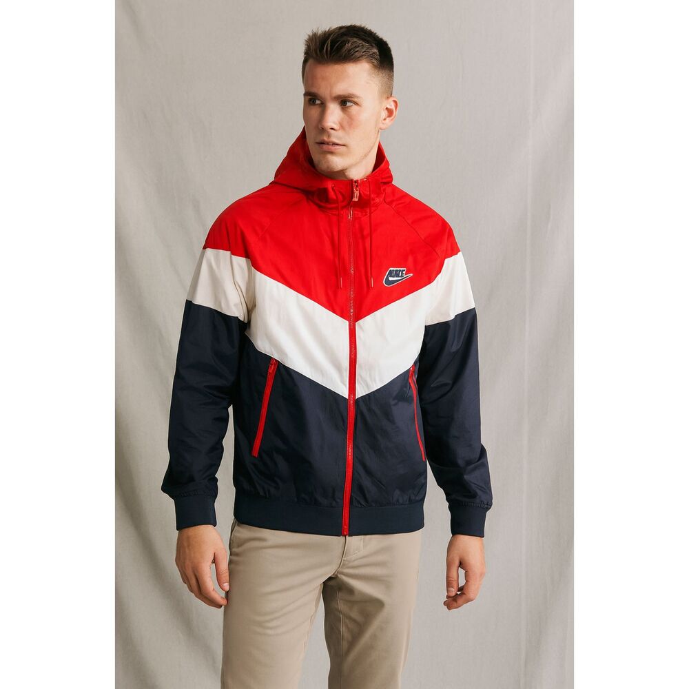 Nike Red White Blue USA Full Zip Running Hoodie Jacket Top  Mens Size Medium